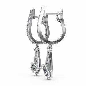 42 paires de boucles d'oreilles en diamants cultivés en laboratoire en or blanc 18 carats, bijoux fins tendance certifiés IGI pour femmes - Product Image 3