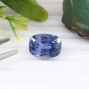 Bague de mariage pour femme en argent 925 sertie de saphir bleu bleuet naturel taille brillant, certifiée IGI, bijoux tendance pour la création de bijoux - Product Image 1