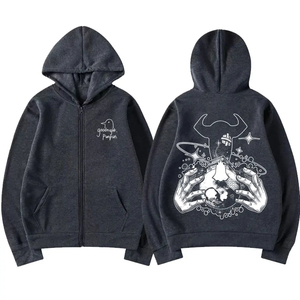 เสื้อฮู้ดซิปผู้หญิงสีดำสไตล์พังก์พิมพ์ลายการ์ตูนนกฮูก แขนยาว ผ้าถักนิตติ้ง คอตตอน ไม่หดตัว จาก Mego Industry - Product Image 4
