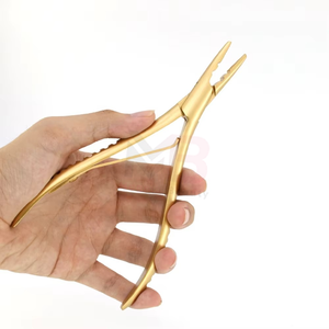 Hair <b>Extension</b> Pliers Custom Logo Gold Stainless Steel <b>Micro</b>-beads Pressing Curved Hair <b>Extension</b> Tools - Product Image 6