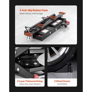 Elevador de Coche Portátil de Alta Resistencia con Capacidad de 3 Toneladas/6613 Libras, Altura Máxima Ajustable de 21.7 Pulgadas, Soporte de Bolsa de Aire, Calzas para Ruedas, Almohadillas de Goma para - Product Image 5
