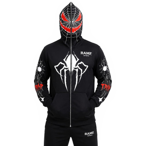 Nouveau style 2026 – Sweat à capuche homme motif araignée avec poche kangourou, 100 % coton 400 g/m², streetwear hiver pour homme - Product Image 3