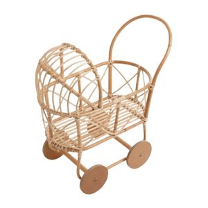 Poussette pour poupée en rotin naturel, poussette pour poupée bébé, poussette pour poupée pour enfants, poussette vintage pour poupées, poussette en osier pour poupées, fabricant de poussettes pour poupées - Product Image 1