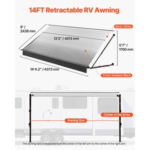 Kit complet d'auvent manuel pour camping-car 14,12 pieds, cadre en aluminium rétractable, tissu PVC imperméable - Product Image 2