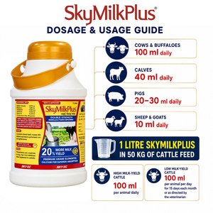 Complément alimentaire liquide SkyMilk Plus à double concentration en minéraux et vitamines pour bovins, ovins et volailles - 20 % de plus en rendement laitier |   Pack de 5 litres - Product Image 5