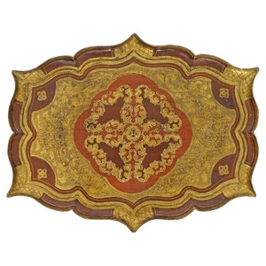Bandeja Decorativa Multifuncional de Madera con Patrón Abstracto Moderno, Acabado en Oro, Estilo Indio, para Diwali - Product Image 3