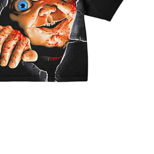 T-shirt imprimé Chucky noir pour homme, manches courtes, col rond, coupe classique, style streetwear, jersey en coton - Product Image 2