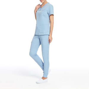Ensembles d'uniformes infirmiers unisexes personnalisés pour usage hospitalier, haut et pantalon en coton tricoté 100% - Product Image 4