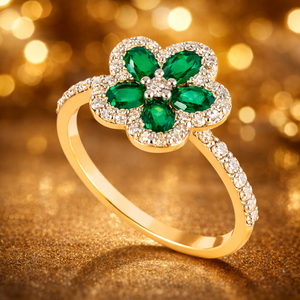 Anillo de compromiso apilable con diseño floral de plata de ley 925, hecho a mano con piedras preciosas, para ella. - Product Image 5