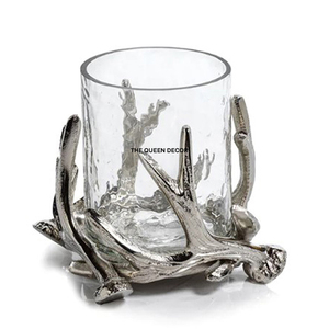 Porte-bougie moderne et minimaliste en aluminium, aspect bois de cerf naturel, très demandé, contemporain, de qualité supérieure, pour l'intérieur - Product Image 1