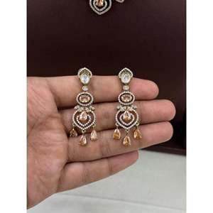 Indian Ethnic Lata Premium Victorian <b>Gold</b> Plated Bridal Necklace <b>Set</b> - Product Image 3
