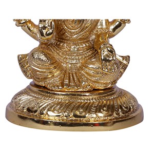 Estatua de latón hecha a mano de 5 pulgadas diosa Lakshmi sentada en Pedestal arte de escultura India - Product Image 3