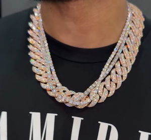 Collar de Cadena Cubana Chapado en Oro Sólido Estilo Hip Hop para Hombre, con Diamantes Naturales de Corte Brillante Redondo, para Fiestas - Product Image 1