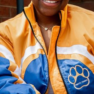 Custom Pretty Poodle <b>Women's</b> Bomber <b>Jacket</b> Embroidered Graphic Design Long Sleeve <b>Zip</b> <b>Up</b> Casual Sorority Fashion Outerwear - Product Image 2