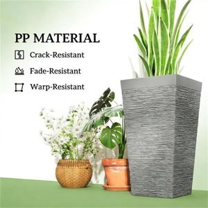 Ensemble de 3 pots de fleurs coniques gris pour plantes à racines profondes ou petits arbres - Product Image 4