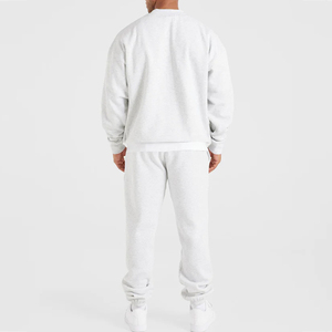 Sweat-shirt oversize gris clair unisexe, col rond, en molleton, sans logo, personnalisable, pull oversize à demi-zip, survêtement - Product Image 5