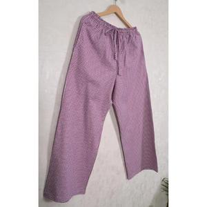 Cotton Pajama <b>Trousers</b> for <b>Women</b> Indian Handloom Casual Pants, Elastic Waist <b>Lounge</b> Wear, Soft Everyday Clothing - Product Image 2