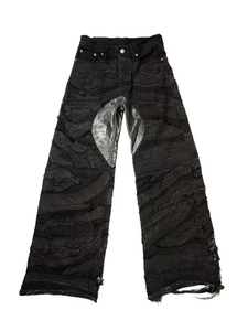 Jean en denim pour homme 2026 de haute qualité, coupe évasée, délavé bleu, avec patchs, effet usé, style streetwear hip-hop Y2K, OEM ODM, en coton - Product Image 2