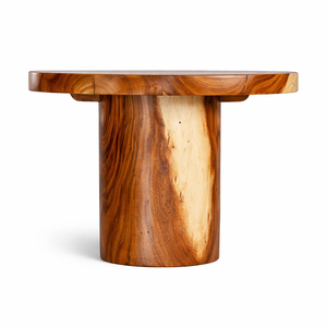 Mesa de Comedor Ovalada de Madera de Suar, Estilo Moderno de Mediados de Siglo, Hecha a Mano, Ecológica y Duradera, con Patas Cilíndricas Torneadas, para Hogar u Hotel - Product Image 2