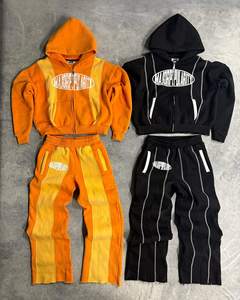 Unisex 100% Cotton Casual Solid Sweat Suits Set High Custom Embroidery Hoodie Sweatpants Heavyweight Baggy Men Winter OEM - Product Image 1