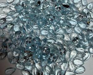 Cabujón facetado de aguamarina natural AAA+++ con corte esmeralda en forma de pera de 8x5 mm |   Piedra Preciosa de Aguamarina Azul Suelta para Joyería y Venta al por Mayor - Product Image 1