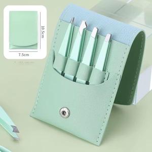 Juego de Pinzas para Pestañas Morje Quirúrgicas de Acero Inoxidable Verde Menta con Punta de Precisión y Acabado Liso, 4 Piezas - Product Image 6
