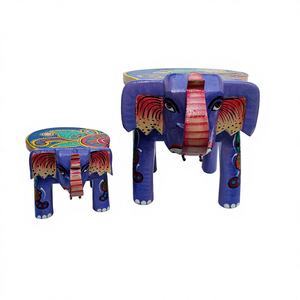 Handmade Solid Wood Elephant Stool Decorative Animal Shaped Accent Table for Home Living Room for Easter Ramadan <b>Anniversary</b> - Product Image 1