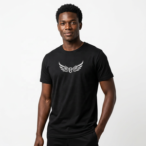 Men's <b>Black</b> Solid Color Short Sleeve O-Neck T-<b>Shirt</b> 100% Cotton Oversized Casual Jersey Knitted Garment Dyed Eco-Friendly - Product Image 4