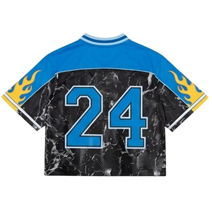 เสื้อบาสเก็ตบอลชายแบบสั่งทำพิเศษ แขนสั้น 24 สีน้ำเงินดำลายหินอ่อน พิมพ์ลายแบบซับลิเมชั่น ผ้าตาข่าย คอกลม ระบายอากาศได้ดี ชุดกีฬาสำหรับผู้ใหญ่ - Product Image 1