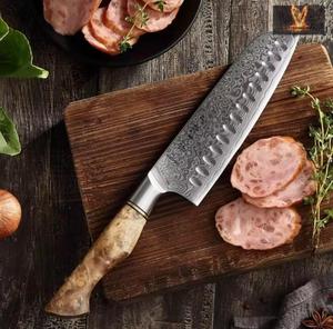 Couteaux de chef en acier Damas de haute qualité, personnalisés, 7 pièces, avec manche en bois, multi-usages et écologiques - Product Image 2