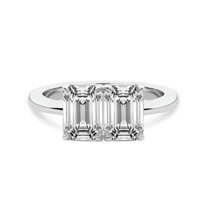 Hermoso Anillo de Oro de 10k/12k/14k con Dos Piedras, Esmeraldas y Diamantes Cultivados en Laboratorio Toi Et Moi (1 Ct.) Tw. Certificado por IGI - Product Image 1