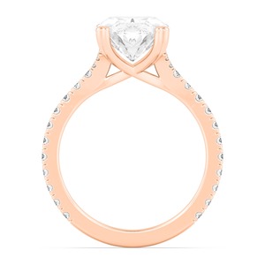 Anillo de Compromiso Sofisticado de Oro Rosa de 10K con Diamantes Cultivados en Laboratorio Redondos y Esmeralda de 5.66 CTW, Joyería Fina para Novia - Product Image 2