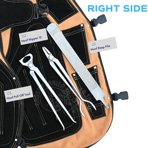 Juego de herramientas para herradores y forjales que incluye pinza para fuego con crimpadora, alicates para pezuñas, delantal de seguridad, herramienta para despegar, martillo puntiagudo y escofina - Product Image 4