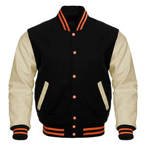 Chaquetas Varsity Personalizadas para Hombre, Nueva Colección, Transpirables, con Parches de Seda/Algodón Negro, Bordado Personalizado OEM - Product Image 1