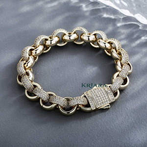 กำไลข้อมือคิวบาเคลือบทอง 18K เงินแท้ S925 ประดับเพชรทรงกลมเจียระไนแบบบริลเลียนท์ที่เพาะเลี้ยงในห้องปฏิบัติการ หรูหราสำหรับทุกเพศ เหมาะสำหรับสวมใส่ทุกวัน - Product Image 1