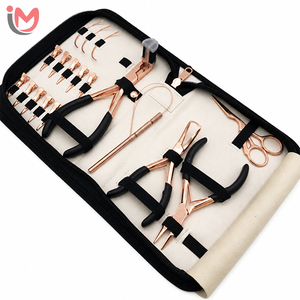 Kit d'outils pour extensions capillaires : Aiguille à boucle, Ciseaux, Pinces, Ouvre-perles micro-anneaux, Pince en acier inoxydable – Usage professionnel, Vente en gros OEM - Product Image 2