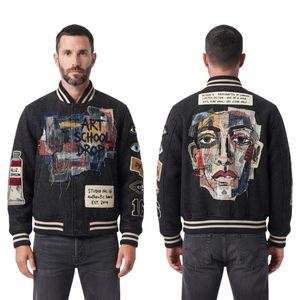 Chaqueta Bomber Personalizada con Gráficos, para Hombre, Negra, Estilo Béisbol Universitario, con Parches, 100% Lana, Bordado Letterman, Ropa Urbana - Product Image 3