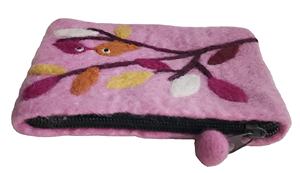 Handmade Girls' <b>Coin</b> <b>Purse</b> High Quality Vintage Felt Wool Leather with Stylish Flower Dragon Needling Design Fashionable Zipper - Product Image 3