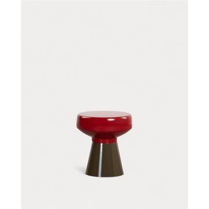 Mesa Auxiliar de Hierro de Diseño Minimalista Nórdico, Mesa de Centro Pequeña Geométrica Creativa con Pedestal de Metal Lacado en Rojo Brillante - Product Image 1