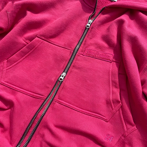 Double Layer Boxy Fit <b>Zip</b> <b>Up</b> Hoodie Cotton Sweatshirt Custom Embroider Streetwear Zipper <b>Cropped</b> Hooded Sweatshirt for Unisex - Product Image 4