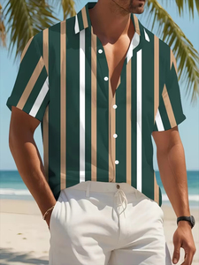 T-shirt pour homme, nouveau design, flamant rose, bière, chemise hawaïenne pour homme, rose et noir contrastés, graphique respirant, léger, chemise de vacances - Product Image 1
