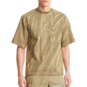 Nuevas Camisetas Formales de Hombre de Moda, 100% Poliéster, Antiarrugas, de Sarga, con Cuello Mao, Efecto Desgastado por el Sol, Diseño Tie-Dye Oversize, ODM - Product Image 2