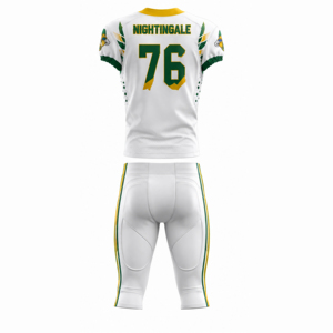 Nightingale American Football Uniform <b>White</b> Green Yellow Sublimated Jersey <b>Pants</b> <b>Men</b> Adult Moisture Wicking Athletic Fit Sports - Product Image 4