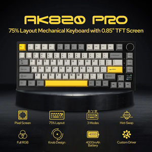 Ajazz AK820Pro 75% Junta RGB 2,4G Inalámbrico y BT Teclado mecánico para juegos con cable USB con pantalla - Product Image 4