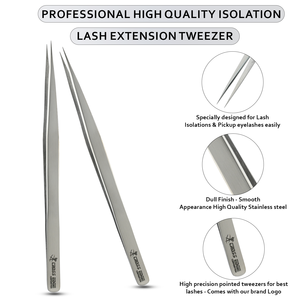 Pince à épiler de précision en acier inoxydable pour extensions de cils, pointe en fibre, applicateur de volume incurvé - Product Image 2