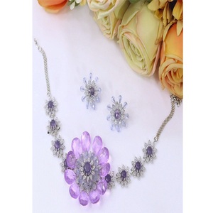 Simple Premium Quality Brass <b>Silver</b> Plated Zircon <b>Necklace</b> Earring <b>Set</b> for Women Engagement Wedding & Party Wear-Trendy Gift - Product Image 1