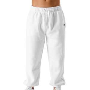 Pantalones Deportivos Unisex Blancos de Felpa, Mezcla de Algodón Grueso, Puños Elásticos, Pantalones Deportivos, Suministro al por Mayor Personalizado OEM - Product Image 1