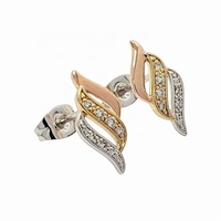 Boucles d'oreilles clous unisexes tendance et élégantes en argent sterling 925 plaqué or triple couche, trois couleurs, avec zircon, parure de bijoux sur mesure