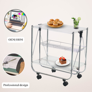 Chariot de nourriture pliable en tube ovale personnalisé OEM avec panneau acrylique - Product Image 5