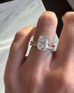 Lab Grown 3.00CT Cushion Cut Diamond Dual Band <b>Ring</b> <b>Set</b> 14K Yellow <b>Gold</b> Engagement Bridal Surprise Gift For Lovers - Product Image 1